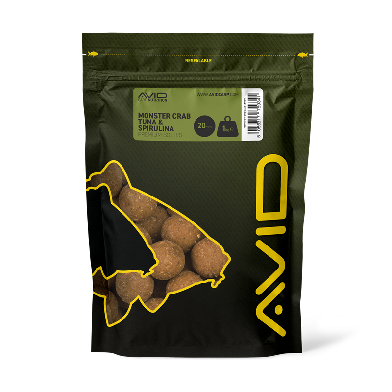 Boilies Avid Carp Premium Monster Crab Tuniak a spirulina 20 mm