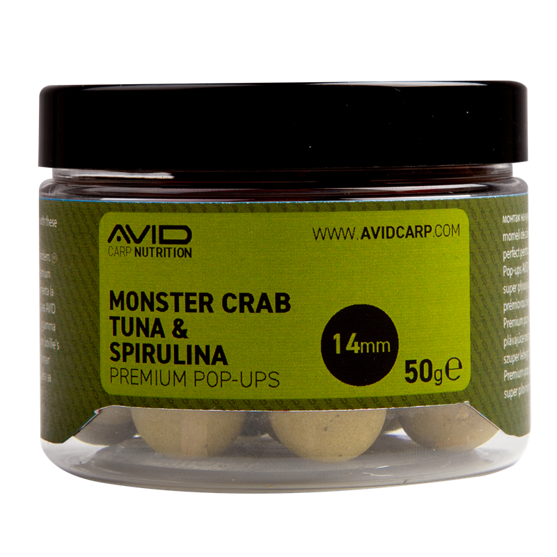 Pop ups Avid Carp Monster Crab Tuniak a spirulina 14 mm